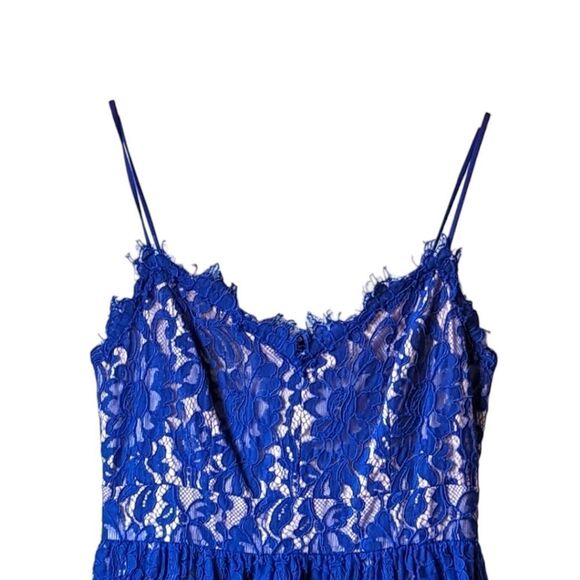 Eliza J Lace Cobalt Blue Illusion Dress Women's Sz 10 Pockets Adjustable NWOT - Picture 8 of 16